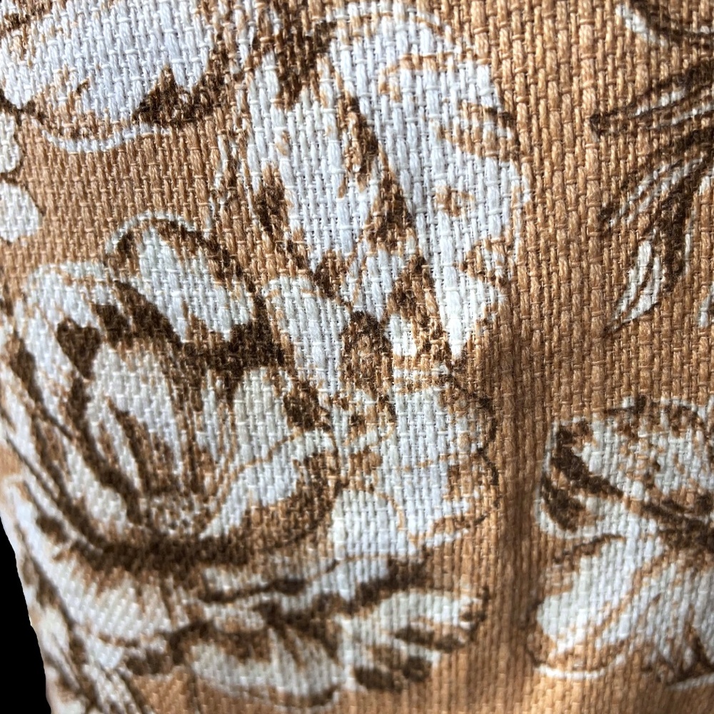 NATURAL TAN WITH WHITE FLORAL WEAVE PATTERN 100% COTTON WOMEN'S SKIRT